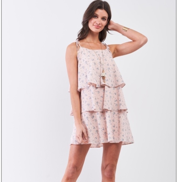 Sugarlips Pink floral tiered garden party vacation Dress - Picture 7 of 13